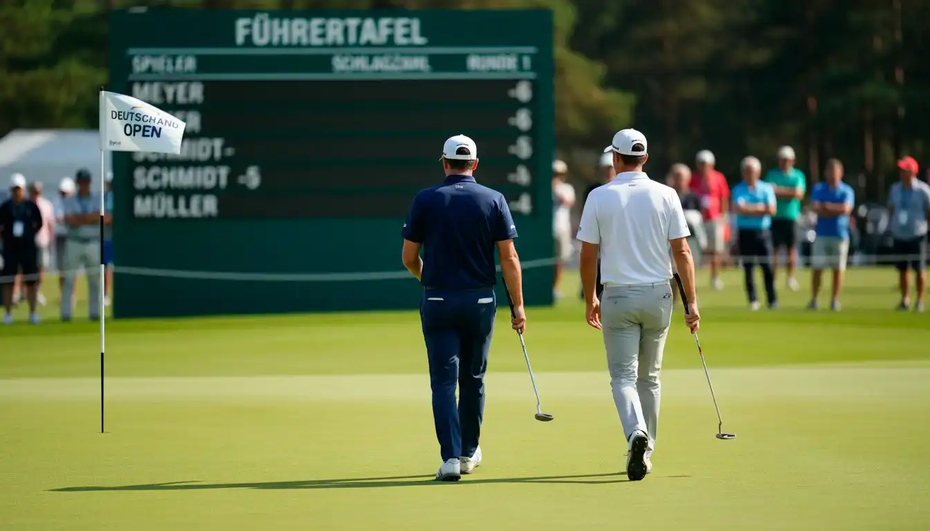 Zwei Golfspieler beim Head-to-Head-Duell auf dem Grün